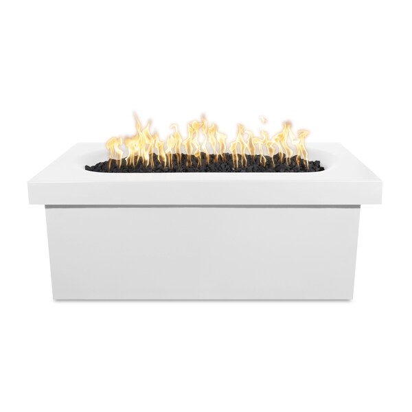 The Outdoor Plus 60 Rectangular Ramona Fire Table, GFRC Concrete, White, Low Voltage Electronic Ignition, Liquid Propane OPT-RMNRT60E12V-LIM-LP - main